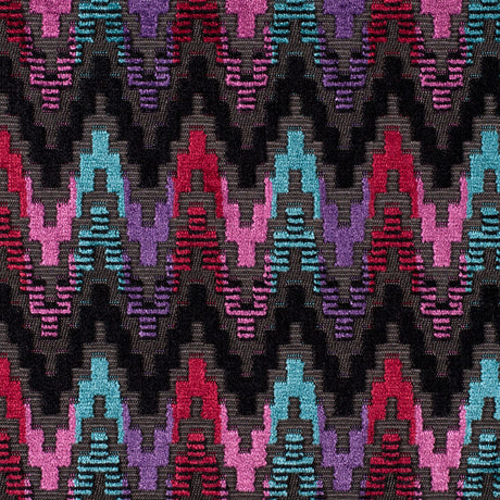 Zwart/Multi 6489 Ikat Velvet