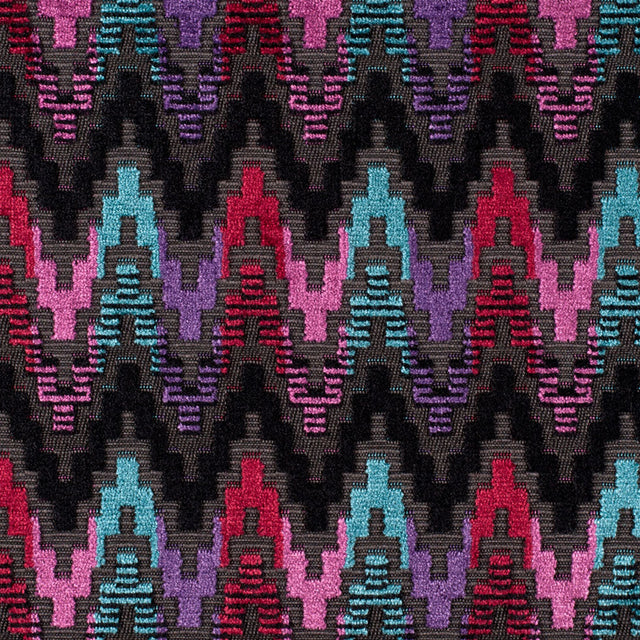 Zwart/Multi 6489 Ikat Velvet