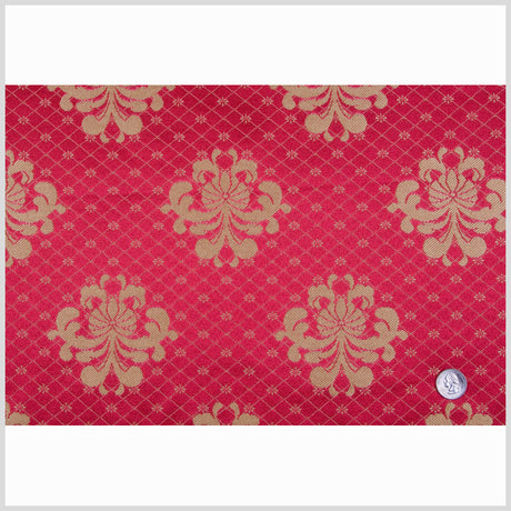 Deep Coral/Gold Classical Brocade