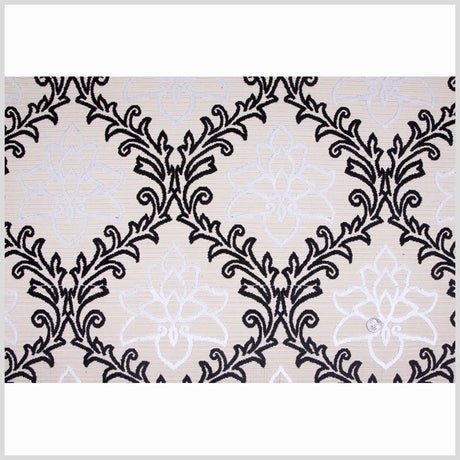 Black/White/ Beige Floral Chenille