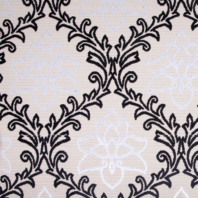 Black/White/ Beige Floral Chenille