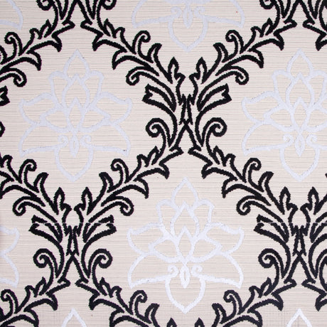 Black/White/ Beige Floral Chenille