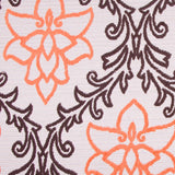Chocolate, Orange and Beige Damask Floral Chenille