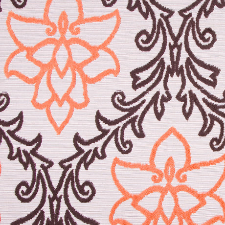 Chocolate, Orange and Beige Damask Floral Chenille