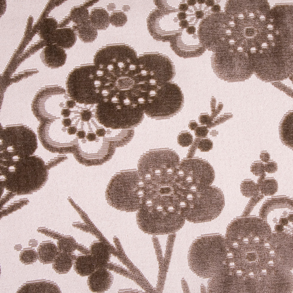 Chocolate/Beige Floral Chenille