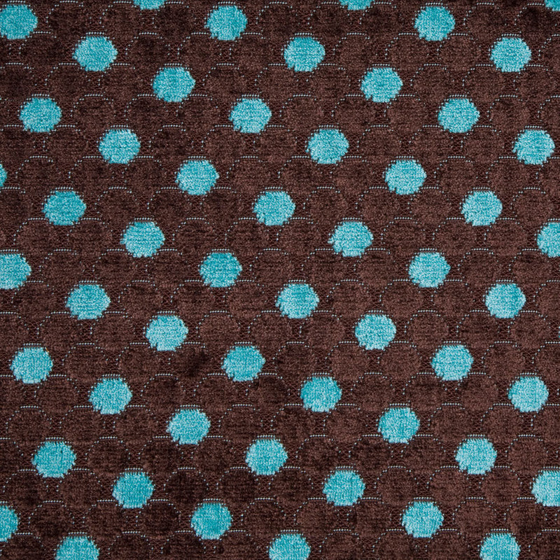 Mocha/Teal Polka Dots Chenille