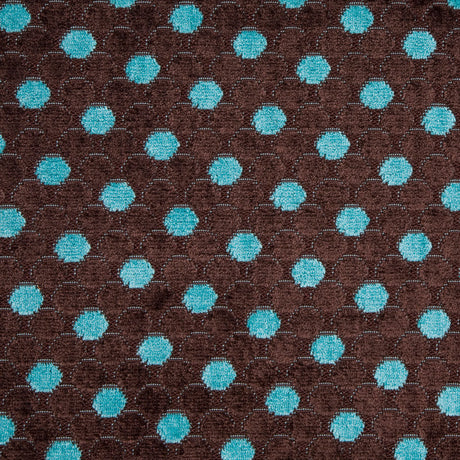 Mocha/Teal Polka Dots Chenille