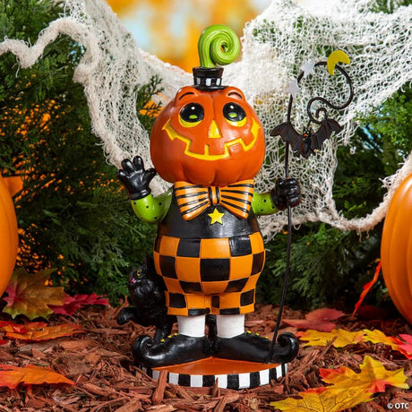 Resin Jack-O'-Lantern Garden Statue for Halloween Outdoor Decor, for spooky Halloween party and home decor