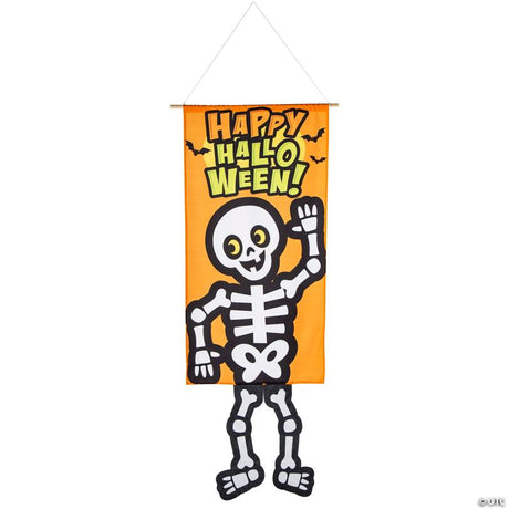 RADYAN Halloween Skeleton Door Sign with Dangling Legs for Halloween Decor shown in a clear product image