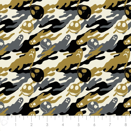 Quilting Cotton Disney Nightmare Before Christmas Jack Is Back Ghostly in Golden Green Camelot Fabrics