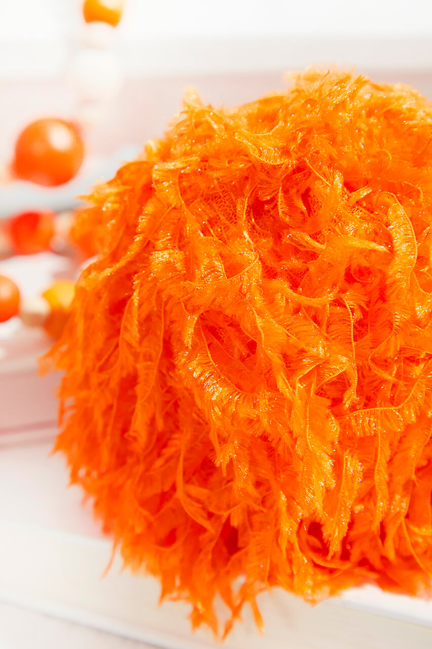 4" Furry Orange Fabric Ball Ornament