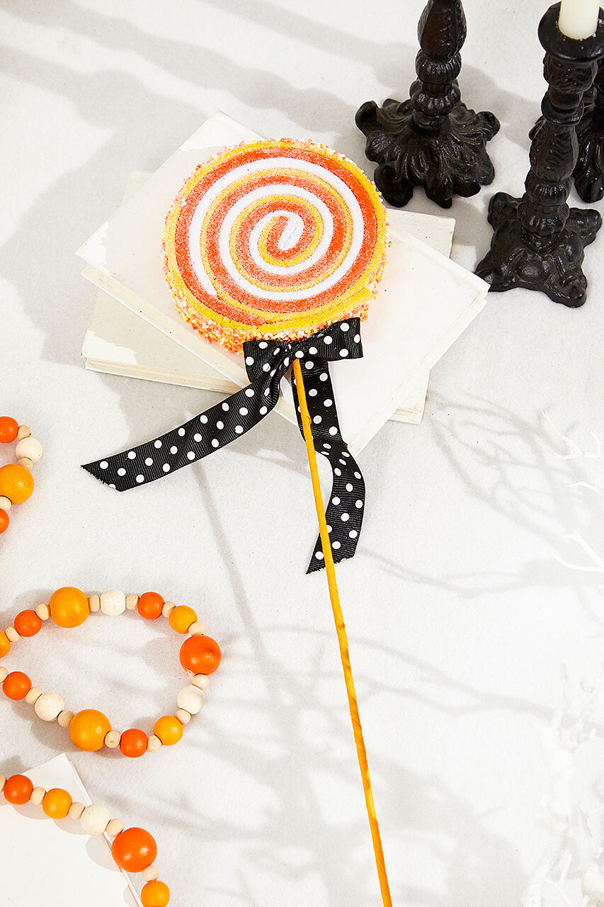 23" x 5" Orange and White Lollipop Spray