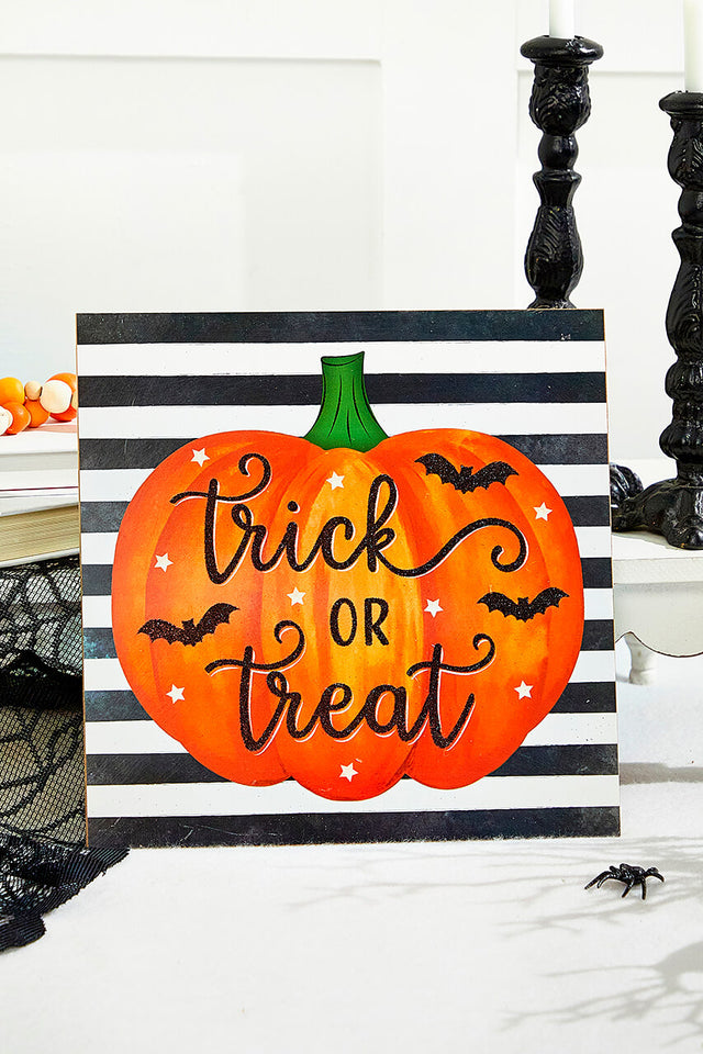 10" Trick or Treat Glitter Sign