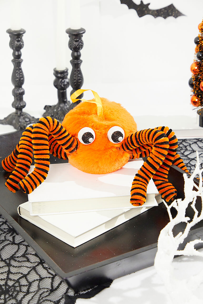 5" x 15" Orange Faux Fur Spider