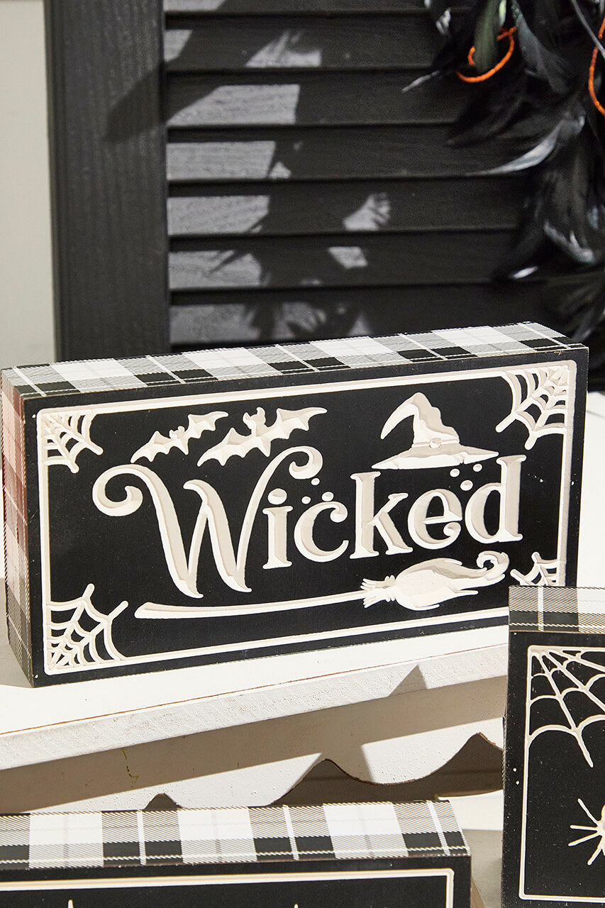 7.8" Wood Halloween Design Engraved Block