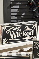 7.8" Wood Halloween Design Engraved Block