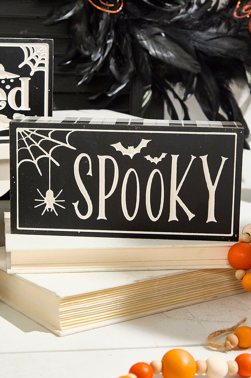 7.8" Wood Halloween Design Engraved Block