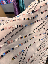 Sequined Chiffon Fabric White
