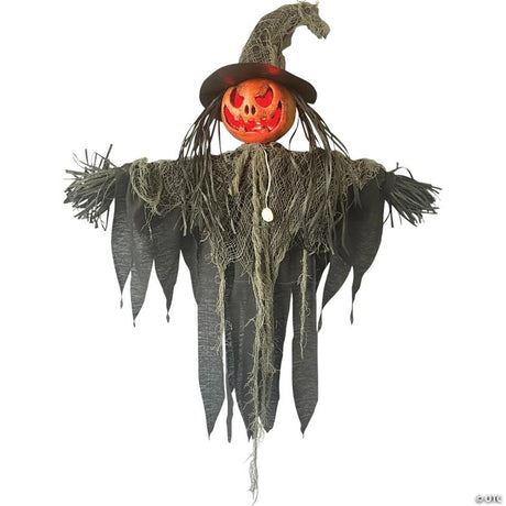 RADYAN Hanging Jack-o-Lantern Scarecrow Halloween Decoration with Battery Power shown in a clear product image