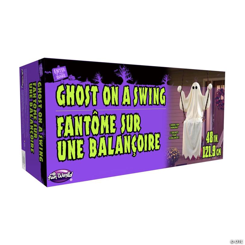 Hanging White Ghost Figure on a Swing Halloween Decoration