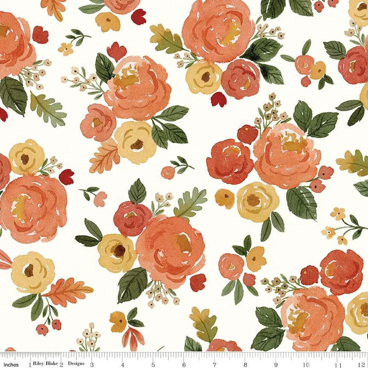 Cotton Wideback Fabric Happy Fall Days Floral Cloud 107/108"