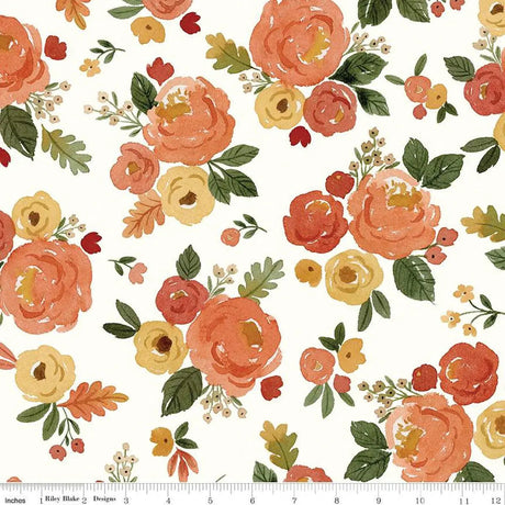 Cotton Wideback Fabric Happy Fall Days Floral Cloud 107/108"