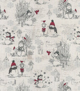 Quilting Cotton Happy Snowman Cream Metallic Christmas Fabric