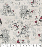 Quilting Cotton Happy Snowman Cream Metallic Christmas Fabric