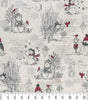 Quilting Cotton Happy Snowman Cream Metallic Christmas Fabric