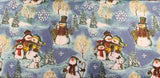 Quilting Cotton Happy Snowman Family on Blue Timeless Treasures