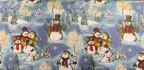 Quilting Cotton Happy Snowman Family on Blue Timeless Treasures