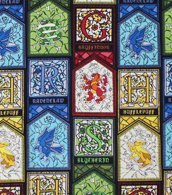 Quilting Cotton Harry Potter Stained Glass Houses