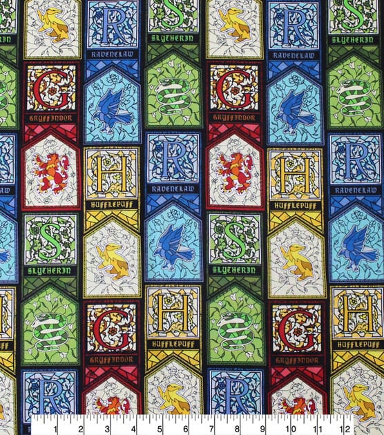 Quilting Cotton Harry Potter Stained Glass Houses