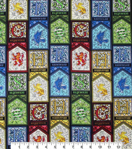 Quilting Cotton Harry Potter Stained Glass Houses