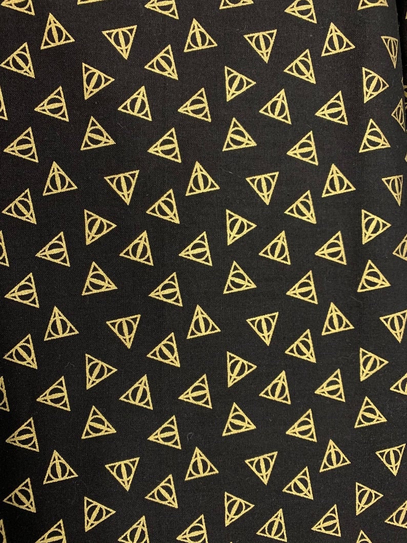 Quilting Cotton Harry Potter Deathly Hallows Gold Metallic