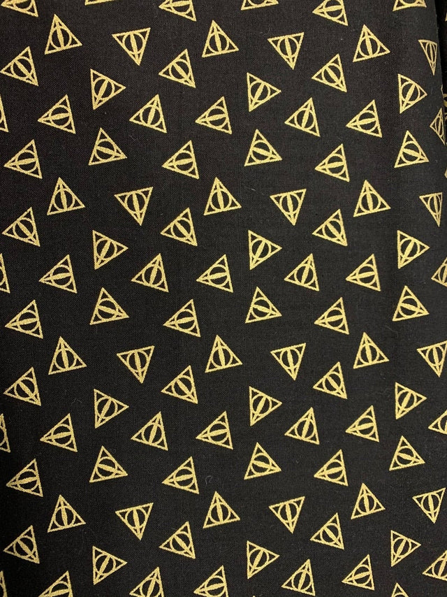 Quilting Cotton Harry Potter Deathly Hallows Gold Metallic