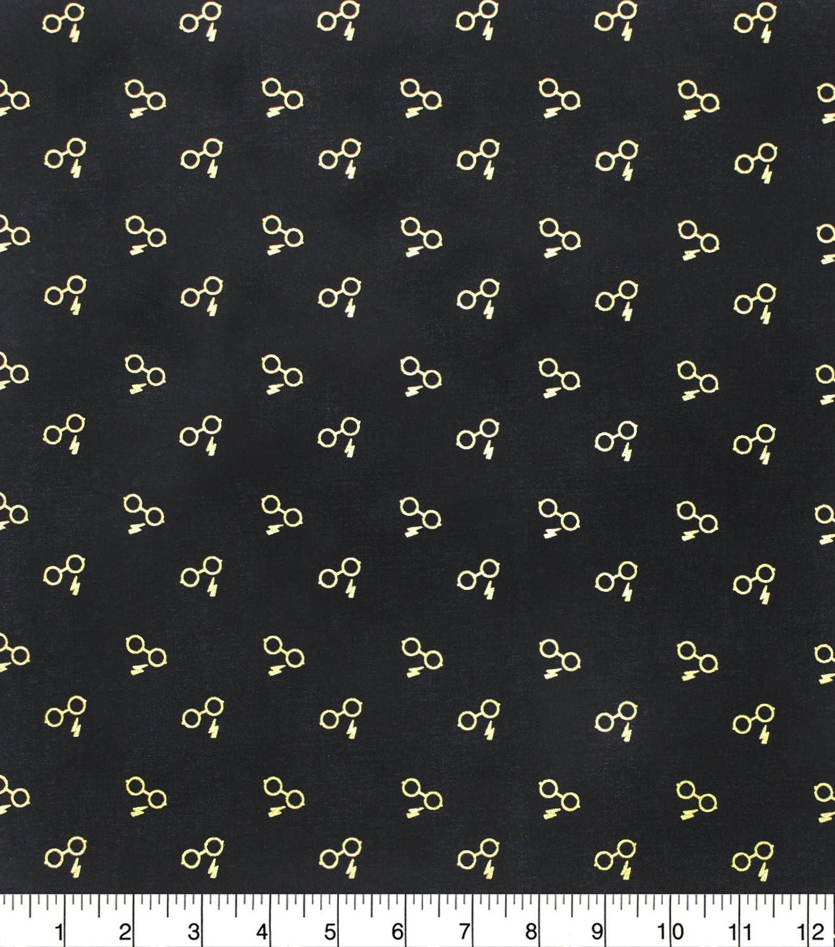 Quilting Cotton Harry Potter Glasses Lightning Bolt Gold Metallic