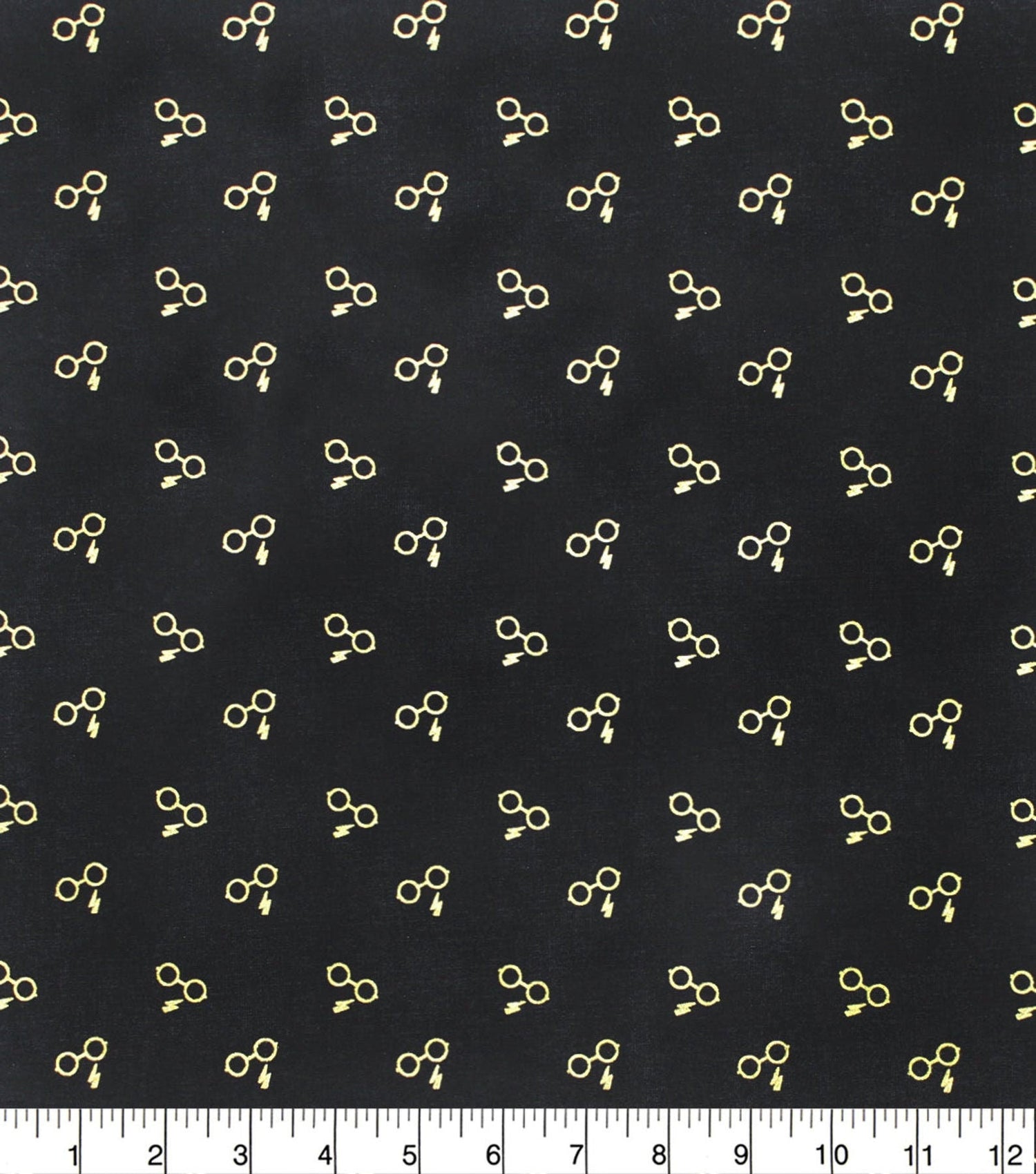Quilting Cotton Harry Potter Glasses Lightning Bolt Gold Metallic