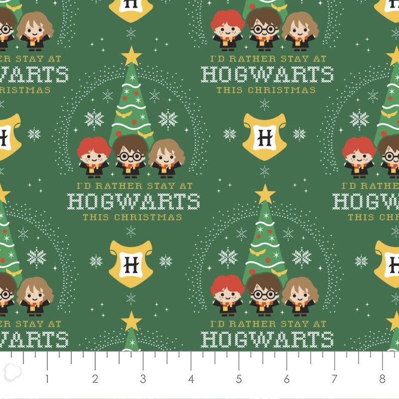 Quilting Cotton Harry Potter Hogwarts Holiday Christmas Fabric