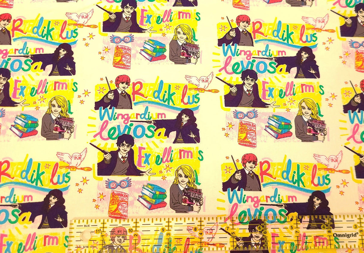 Quilting Cotton Harry Potter Magic Words Toss 100% Cotton