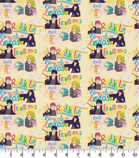 Quilting Cotton Harry Potter Magic Words Toss 100% Cotton