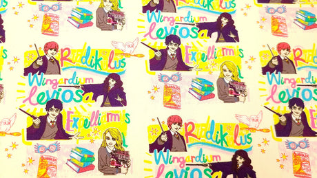 Quilting Cotton Harry Potter Magic Words Toss 100% Cotton