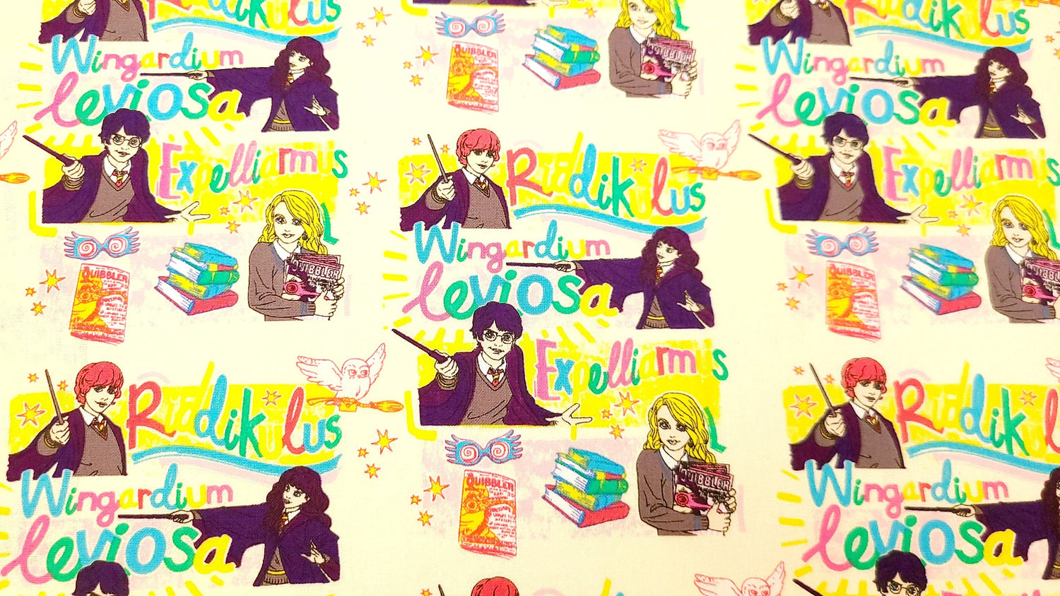 Quilting Cotton Harry Potter Magic Words Toss 100% Cotton