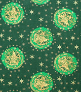 Quilting Cotton Harry Potter Metallic Crest Happy Christmas