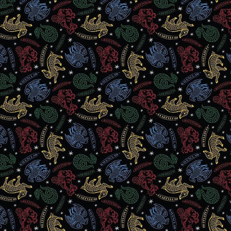 Quilting Cotton Harry Potter Mystical Houses 100% Cotton