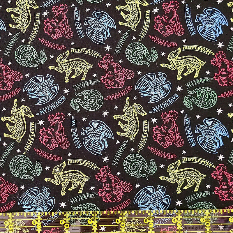 Quilting Cotton Harry Potter Mystical Houses 100% Cotton