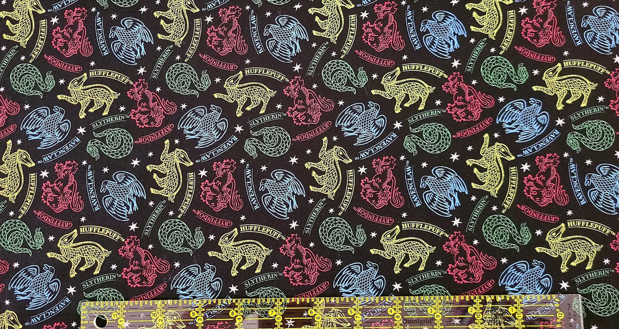 Quilting Cotton Harry Potter Mystical Houses 100% Cotton