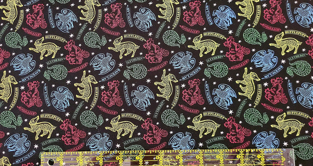 Quilting Cotton Harry Potter Mystical Houses 100% Cotton