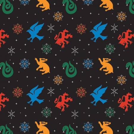 Quilting Cotton Harry Potter Snowflake Houses Fabric