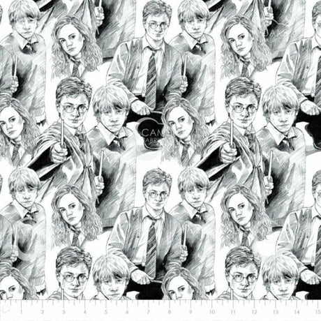 Quilting Cotton Harry Potter Sketch Hermione Ron